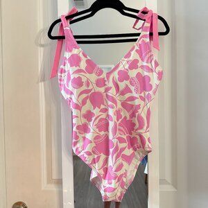 kate spade Pink and White Floral Tie-Shoulder One-Piece Swimsuit